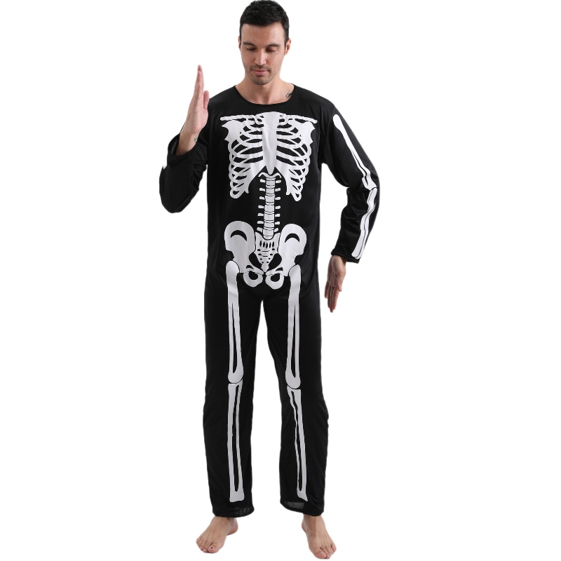 2022 Amazon pro dospělé kombinéza Halloween party kostým kombinéza s kosterní kostní tisk pro muže