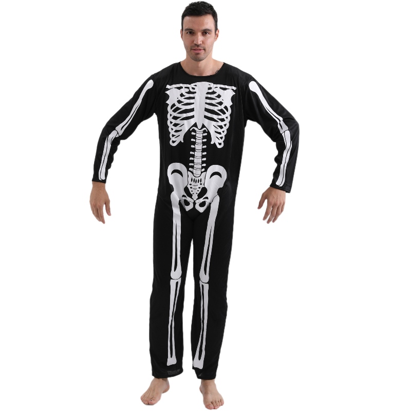 2022 Amazon pro dospělé kombinéza Halloween party kostým kombinéza s kosterní kostní tisk pro muže