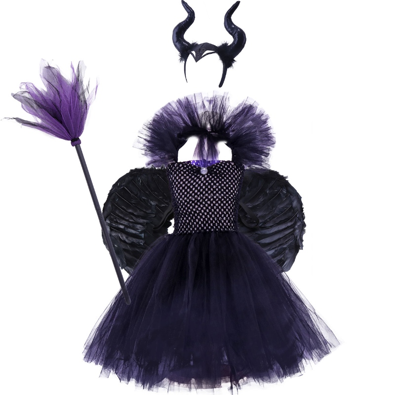 Vrcholna krku hrudníku Black Wizard šaty Halloween čarodějnice kostým pro dívky