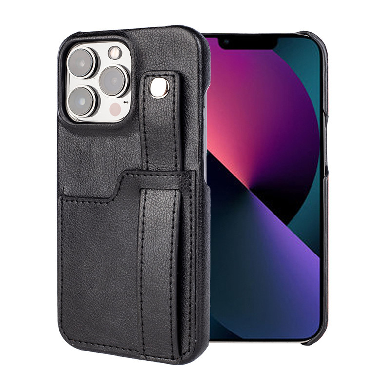 Vhodné pro Apple iPhone 14pro pouzdro, italské kožené ochranné pouzdro, design popruhu na ruku a lze použít jako stojan