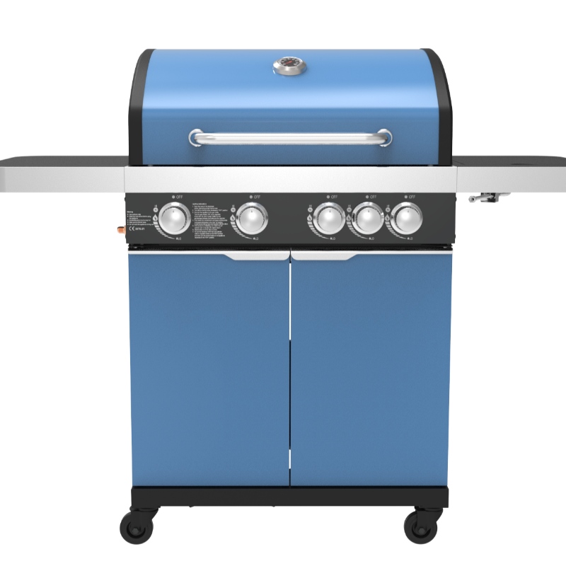 Horký prodej Zahradní plyn BBQ gril OEM plyn a dřevěné uhlí BBQ gril s skříněmi Kola Nerezová ocel Plyn gril gril
