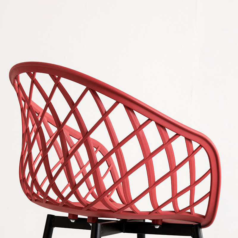Moderní venkovnínábytek pp plastový kovový rám Chaises plastique křeslo červené zahradní židle
