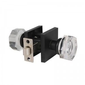 S2603 Clear Glass Crystal Door Knobs Interiér, Octagon Thave Privacy Door Knobs pro ložnici/bathroom, matná černá