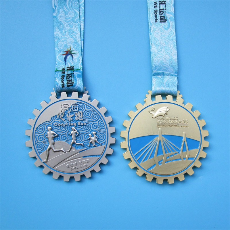 Ocenění závoduna závod s výstrojem 3D kovový věšák zlaté medaile vlastní sportovní medaile
