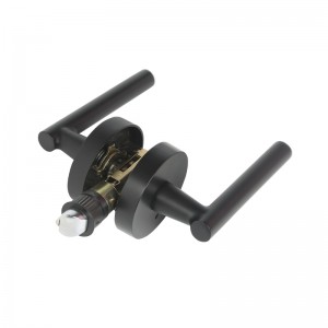 R7506 Páka černých dveří s moderním moderním štíhlým kulatým designem pro domácí ložnicinebo koupelnu soukromí, bezklíčový zámek dveří