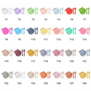 Dětská krmení sada silikonová miska lžička vidlice pro batole děti roztomilé zvířecí křemíkovou mísa sada medvěda krmení potravy dětské talíře pro děti zásoby