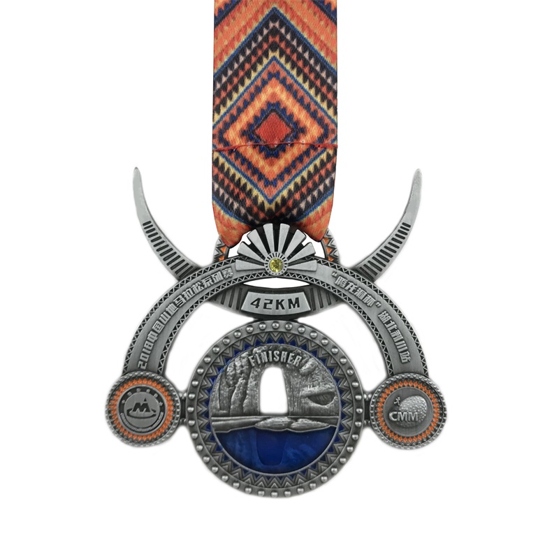 Speciální design Antique Silver Plated 4D Sport Medaile a Ribbon Pamětní medaile