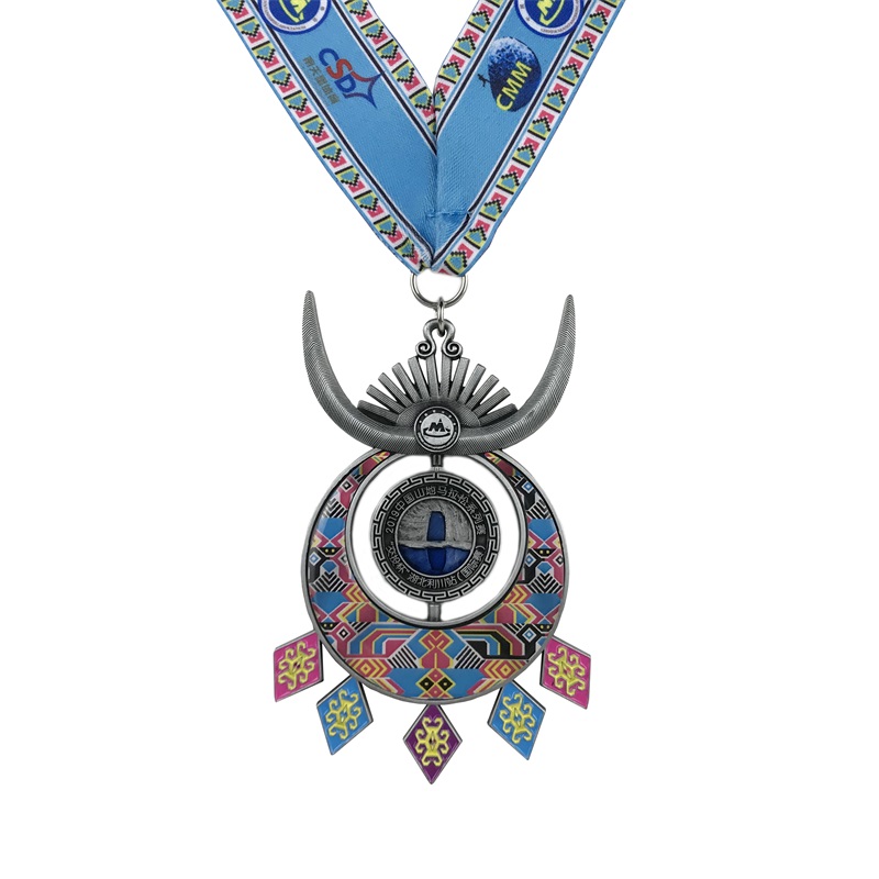 Speciální design Antique Silver Plated 4D Sport Medaile a Ribbon Pamětní medaile