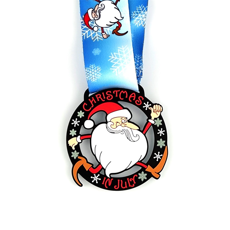 Santa běžící medaile Vlastní medaile dárekna vánoční kovové medaile s drahokamy
