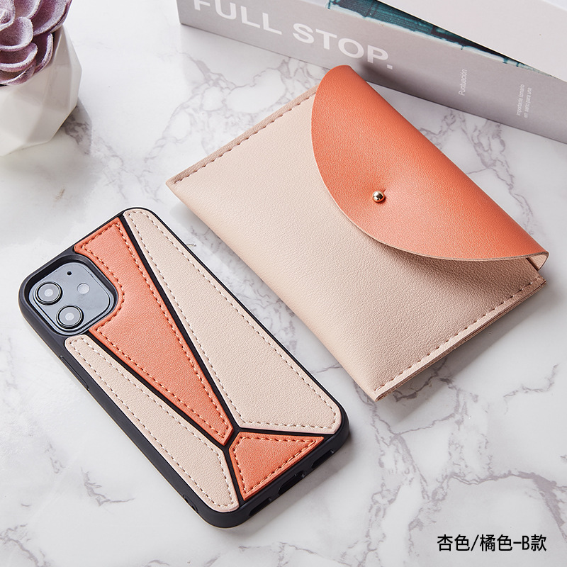 Apple iPhone 11 Orange Blue Color Kontrast Leather Phone Protective Case, 360 stupňů ochrany proti pádu Caseiphone11pro