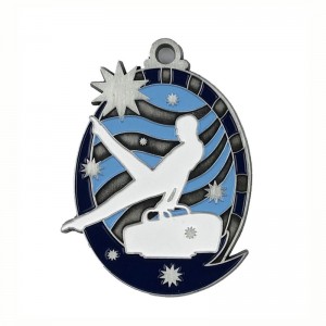 Gag 18k Gold Square Square Rectangle Medallion Pendant Rhythmic Gymnastics Medaile