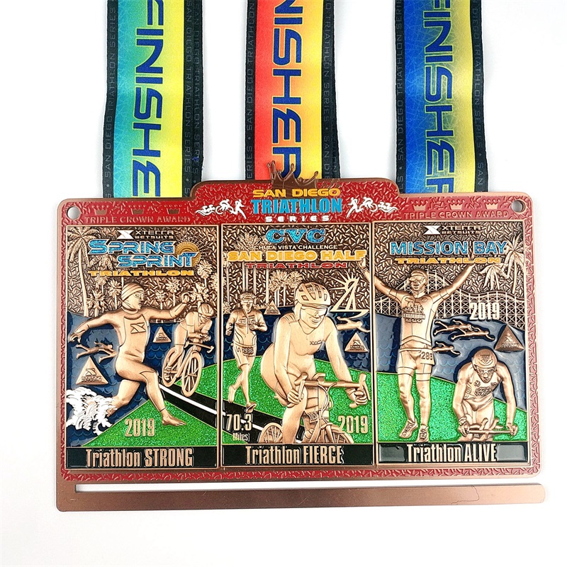 Smaltová medailon Čína sport běží vojenský maraton medaile medaile 3D triatlonové medaile