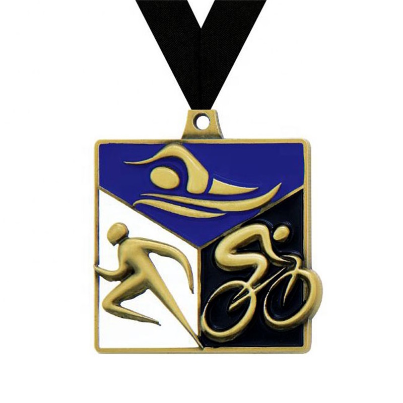 Krásná medaile designu 3d UV tisk smaltovací medailon triatlonové medaile