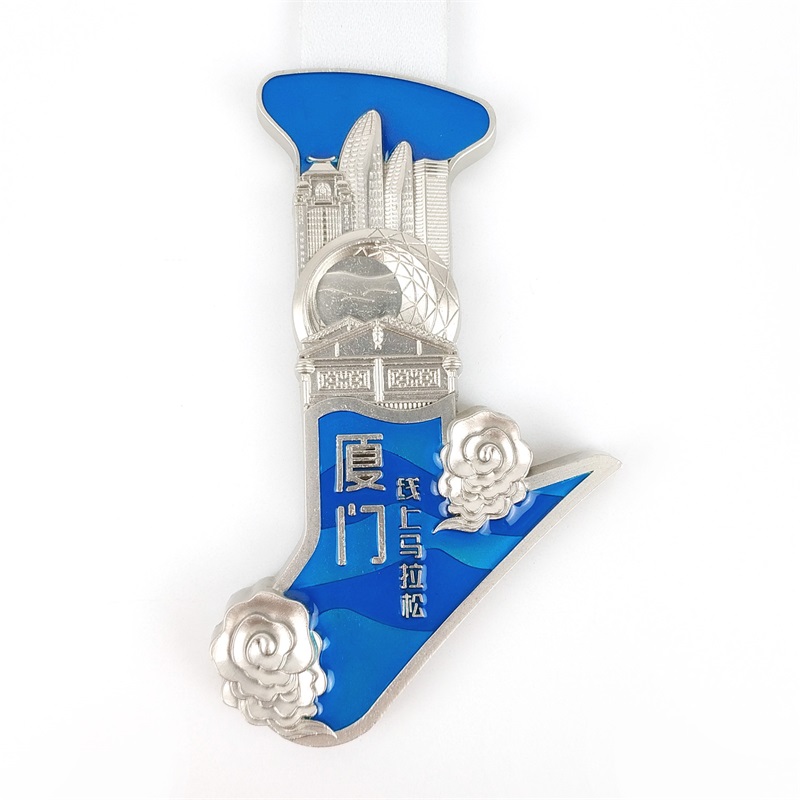 Maratónová medaile Přizpůsobená UV Print Blue Ečinnánáboženská medaile