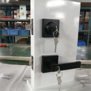 Čtvercová vstupní páka se sadou s jedním válcem Deadbolt, Keyed Combo Door Lock, Heavy Duty vstupní zámky, Matte Black 1 Pack