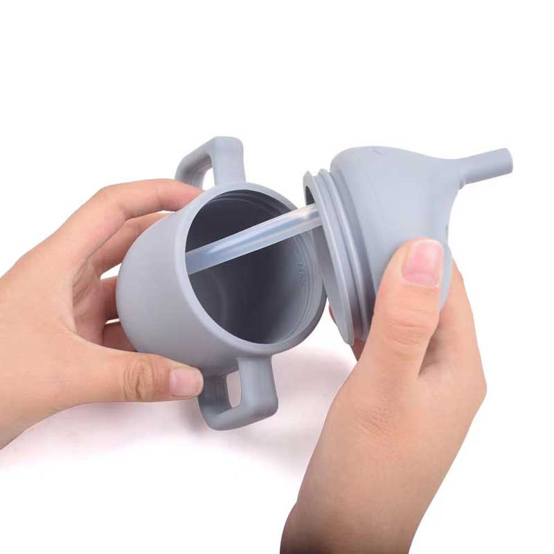 Jídlo silikonový dětské slámy poháry Děti batole děti pití bpa zdarma silikonové svačinové šálky batolata Sippy Cup s držákem držadla