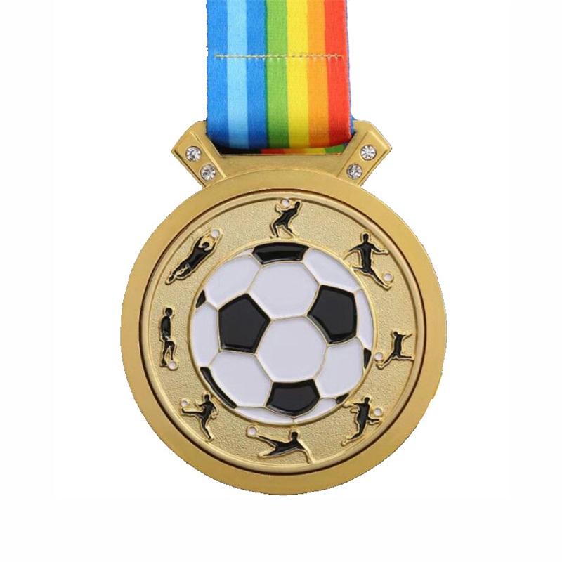 Gag Design Metal 3D Logo Fotbal Soccer Race Sports Gold Award Medaile Factory Custom Medaile With Ribbon