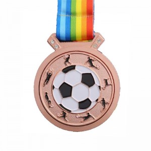 Gag Design Metal 3D Logo Fotbal Soccer Race Sports Gold Award Medaile Factory Custom Medaile With Ribbon
