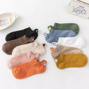 Kreslené výšivky lodní ponožky pro uši pro ženy pro ženy prodyšné a pohodlné bavlněné ponožky s pevnou barvou módy