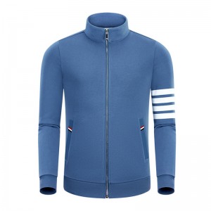 Jaro a podzim Nová čtyřbarená bavlněná móda příležitostná malá stojana Malá límec muži a ženský zip s dlouhým rukávem Cardigan Coat