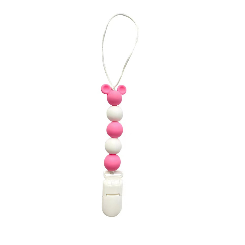 BPA zdarma anti-falling bukové dřevo Silikonové korálkové korálky Otečení Reliéf Teether Toy Baby Dummy bradavky dudlík držák řetězec držáku držáku