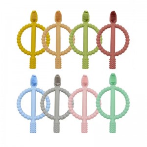 BPA zdarma měkké bezpečné zubní kartáček žvýkací hračky zubní kartáček dětské silikonové zuby