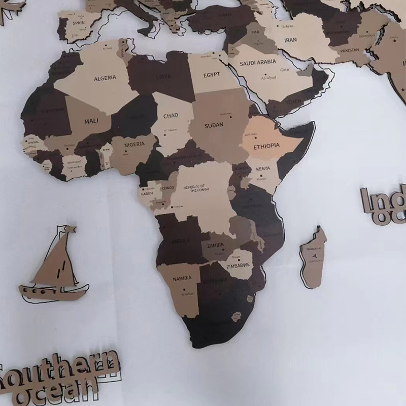 3D dřevěná mapa světa