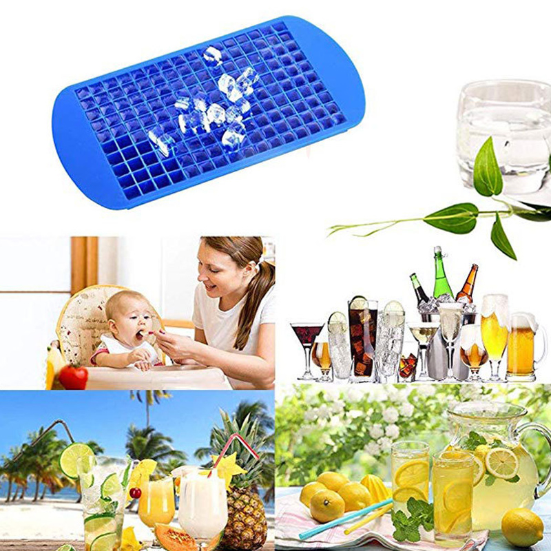 Silicone Mini Ice Cube Miske, 160 kusů rozdrcené ledové formy Snadné uvolnění malých kostek ledu pro chlazení koktejly whisky, kuchyňské gadgety stohovatelné podnosyna ledo