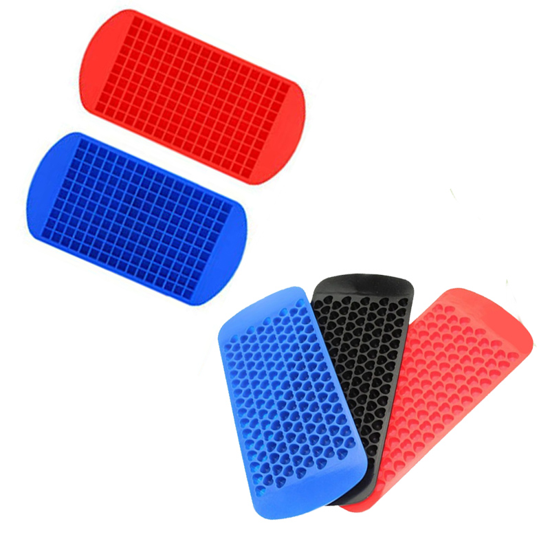 Silicone Mini Ice Cube Miske, 160 kusů rozdrcené ledové formy Snadné uvolnění malých kostek ledu pro chlazení koktejly whisky, kuchyňské gadgety stohovatelné podnosyna ledo