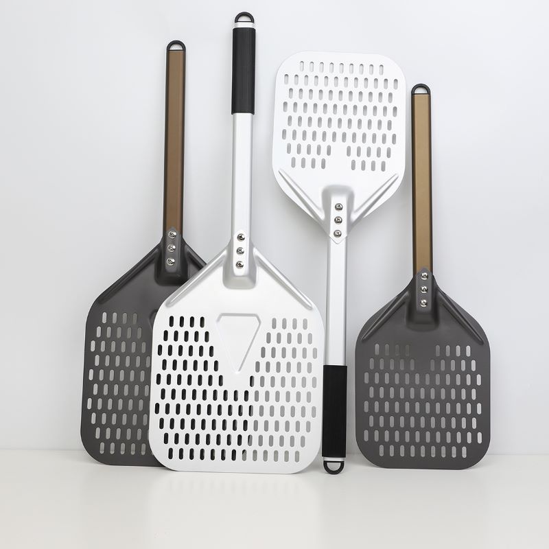 Odpínací hliníková rukojeť eloxovaná 8 palců 10 palců Perforovaná hliníková pizza Peel Pizza Shovel Pizza Spatula Pizza Pázová trouba Příslušenství