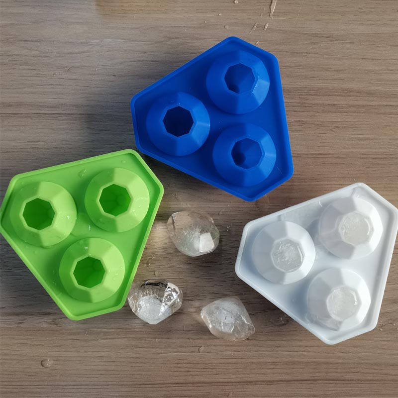 3 otvory Silikonové diamantové ledové podnosy Diamantové silikonové plísní zásobníky pro whisky koupelnové bomby, bonbóny, mýdlo a kutily, bezpečná myčka, opakovaně použitelné
