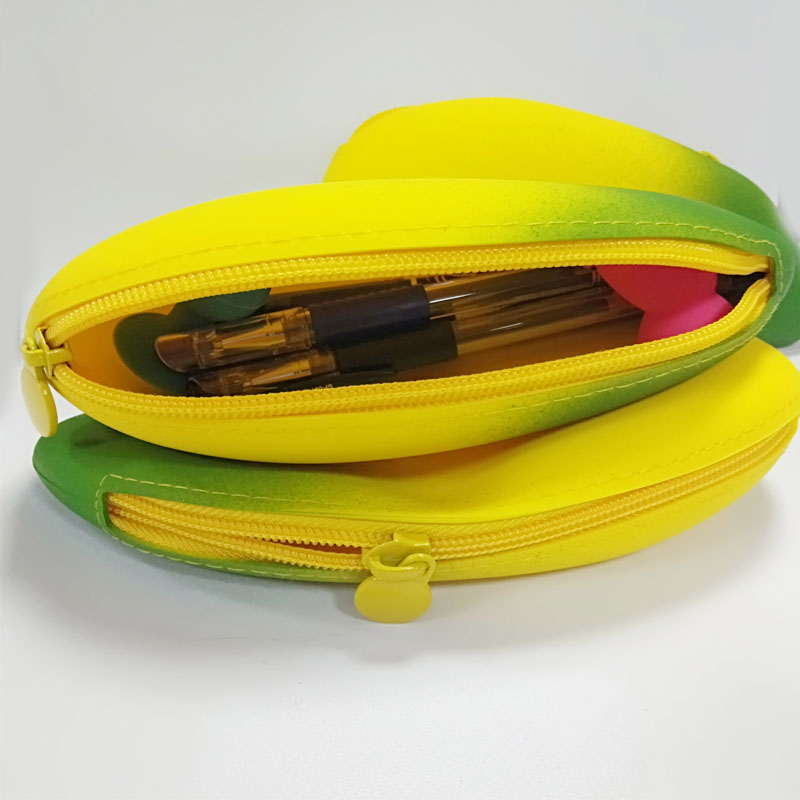 Roztomilý silikonový banánový tvar tužkyna pouzdro mincena klíčový pouzdro, silikonový výbor pro vodotěsnost a odolný