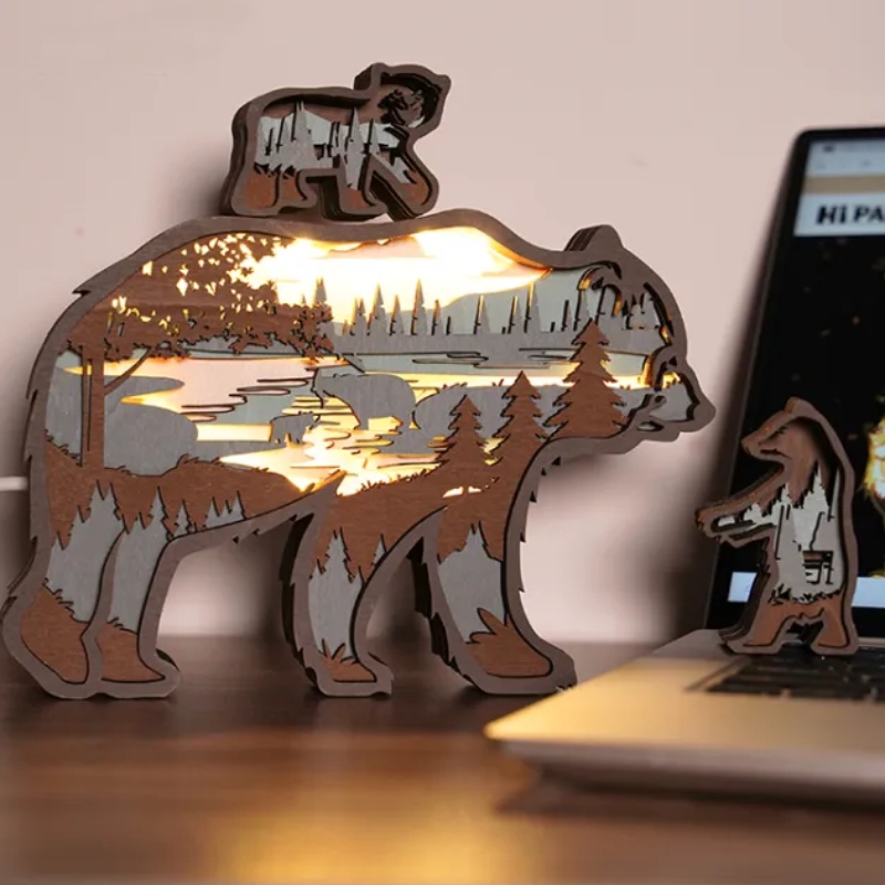 3D dřevěný lední medvědí zvířecí ozdoby