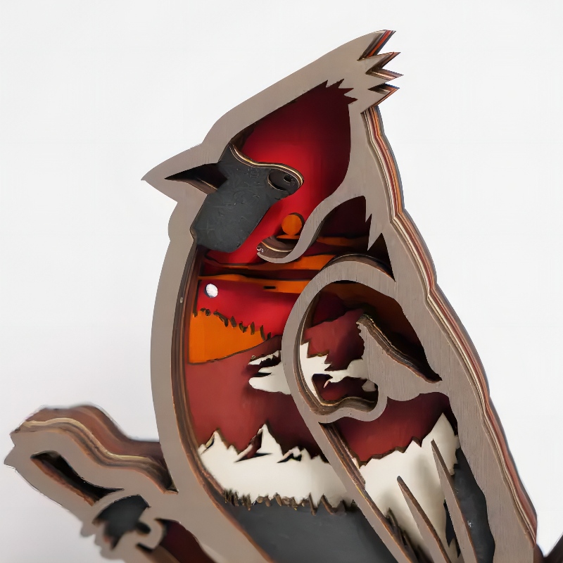 3D dřevěné ozdoby ptáků