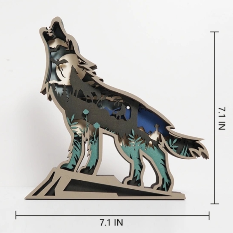 3D dřevěné zvířecí vlk
