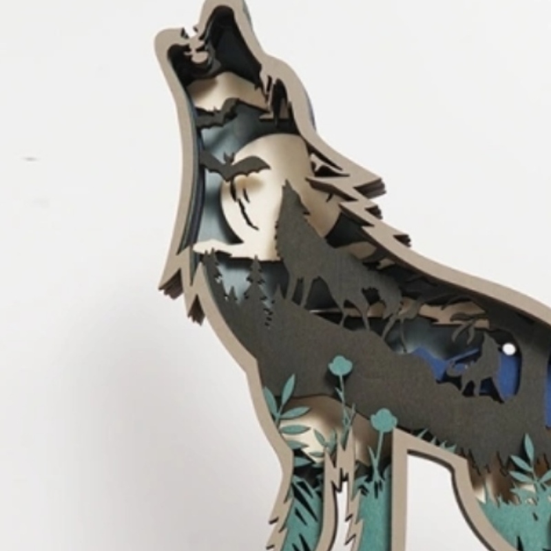 3D dřevěné zvířecí vlk