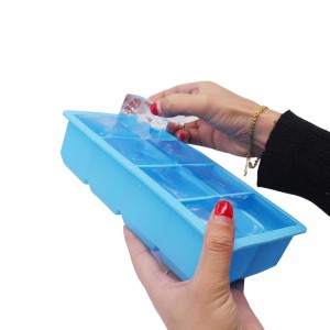 Snadné uvolňování silikonu a flexibilních 8 velkých podnosůna kostky ledu, certifikované suroviny, BPA zdarma, pomalé tání koktejlů pro whisky, koktejly a šťávy, snadno se čistí