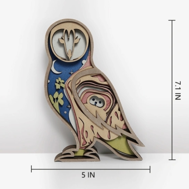 3D Sova Dřevěný artefakt dekorace