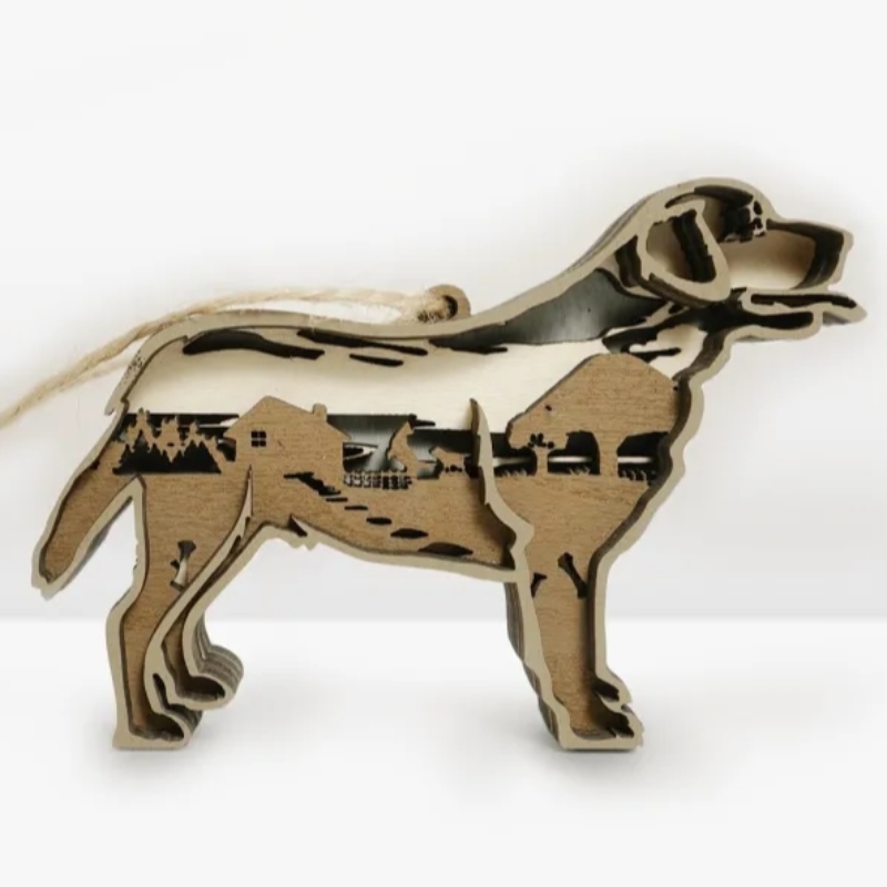 3D štěně dřevěná dekorace artefaktu