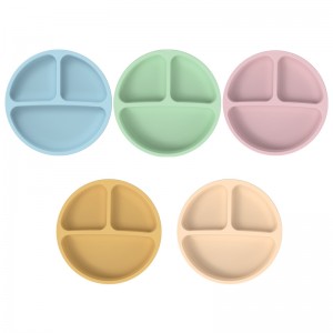 Silikonový dětský talíř pro přísavekna talíř Integrovaný kompartmentalizovaný silikonový talíř