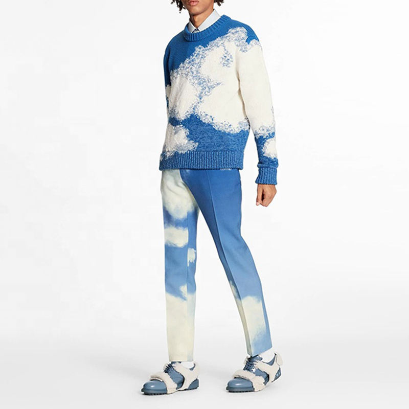 Vnitřní oděv Vlastní pánské svetr výrobce tlustý pletený jacquard svetry colorblock vlněný svetr pro člověka