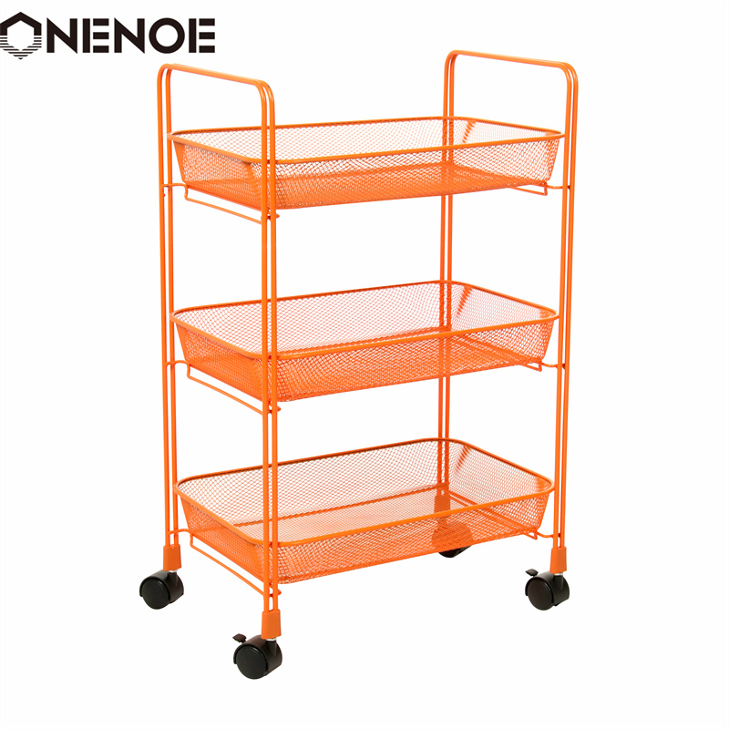 Onenoe Design Moderní kovová síť 3-stupňový úložný organizátor Multi-Use Utility Rolling Cart Kuchyň Heavy Duty Silný přístupný vozík Úložný vozík s košíky