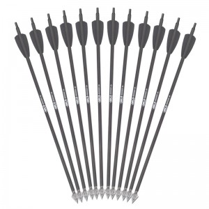 15 palců ID6.2mm šrouby uhlíkové šipky s 2 palci černé lopatky pro Crossbow RX