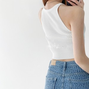 Nové letní retro vesta podvazky žen \\\\ s pevným barevným pleteným svetrem smrt svetr