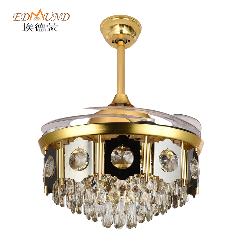 K013 CHANDERIER Stropní ventilátor se světlem se vzdáleným 42 palci 3 barvy s křišťálovým lustrem ventilátoru