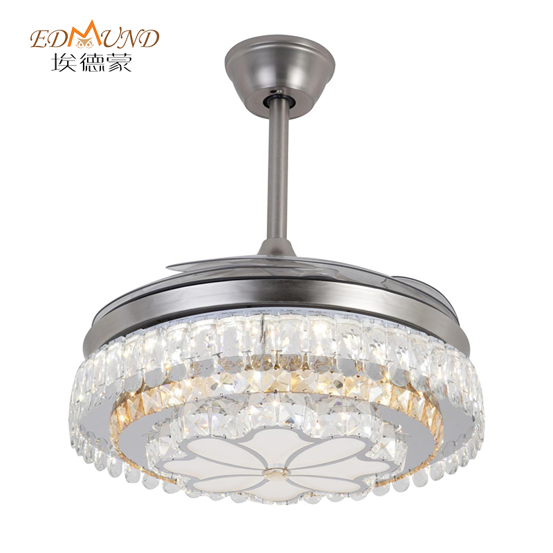 Stropní ventilátor K016 Chandelier se světlem se vzdáleným 42 palci 3 barvy s křišťálovým lustrem ventilátoru reproduktoru