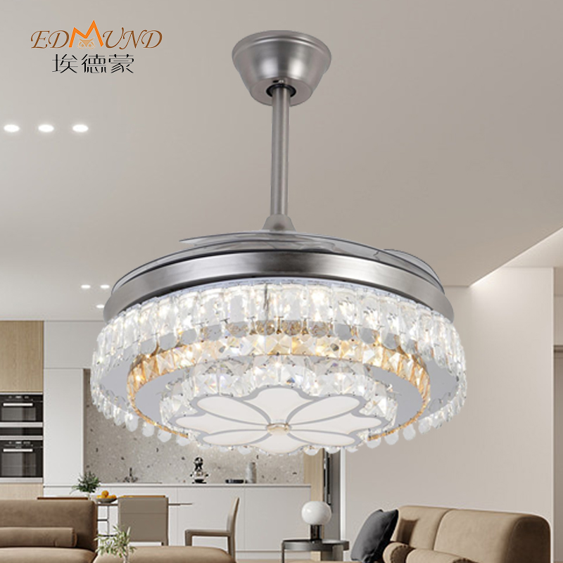 Stropní ventilátor K016 Chandelier se světlem se vzdáleným 42 palci 3 barvy s křišťálovým lustrem ventilátoru reproduktoru
