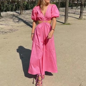 Sexy šaty s krátkým rukávem v krku V V.