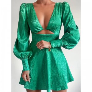 Vrtané duté žakárové šaty Lantern Smartve Short Dress Spring Vintage Style A-Line šaty