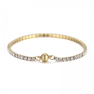 Evropa a Spojené státy trend titanové oceli čtvercový zirkon v větrné ruce ornamenty nerezové oceli dráp kámen jednorádkový diamantový ženský magnet spona náramek